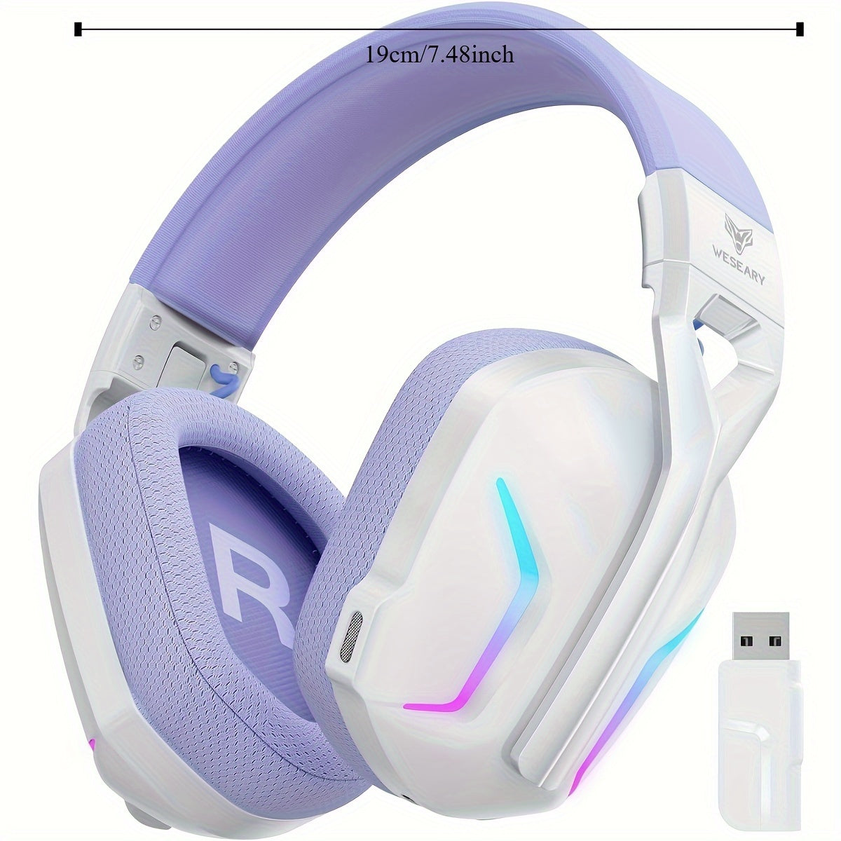 WESEARY 7.1 Wireless Gaming Headset With Microphone, Compatible With PS4, PS5, PC, Switch, Mac, 2.4GHz wireless Gaming Headset, With Clear Microphone, Cool RGB