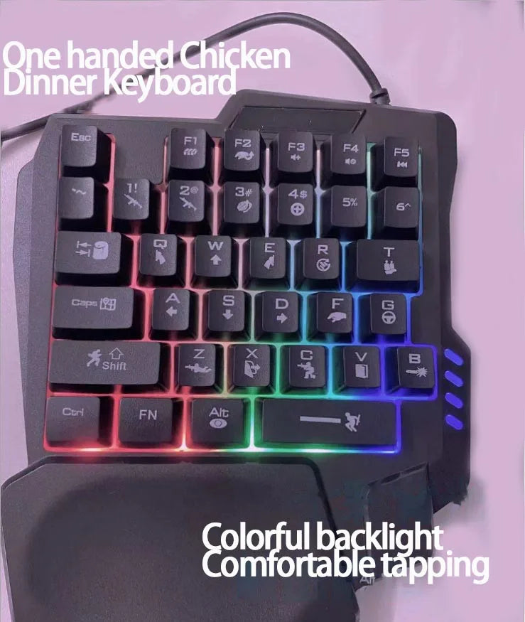 Gaming Pc Mi Lang T8 Handed Glowing Gaming Keyboard Eat Chicken Keyboard Connected to Mobile Phone Sharpshooter Throne