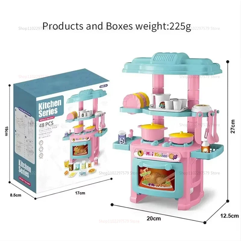 Mini Kitchen Playset for Kids DIY Cooking Food Set Pretend House Role Play Toy Gift for Boy Girls Kid Educational Toddler Sample