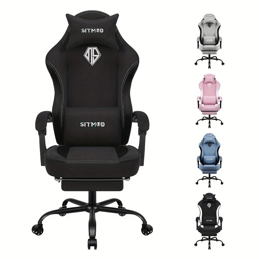 SITMOD Gaming Chairs For Adults With Footrest-Computer Ergonomic Video Game Chair-Backrest And Seat Height Adjustable Swivel Task Chair With Headrest And Lumbar Support Fabric