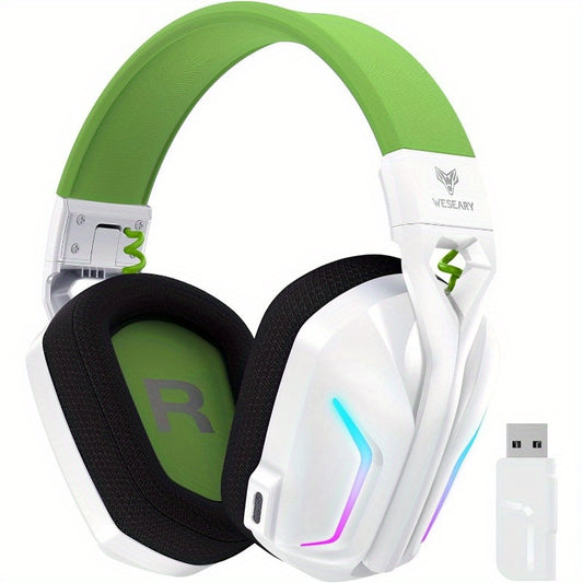 WESEARY 7.1 Wireless Gaming Headset With Microphone, Compatible With PS4, PS5, PC, Switch, Mac, 2.4GHz wireless Gaming Headset, With Clear Microphone, Cool RGB