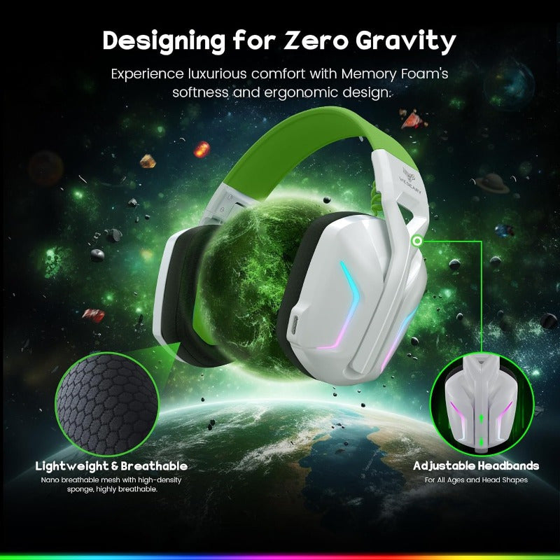 WESEARY 7.1 Wireless Gaming Headset With Microphone, Compatible With PS4, PS5, PC, Switch, Mac, 2.4GHz wireless Gaming Headset, With Clear Microphone, Cool RGB