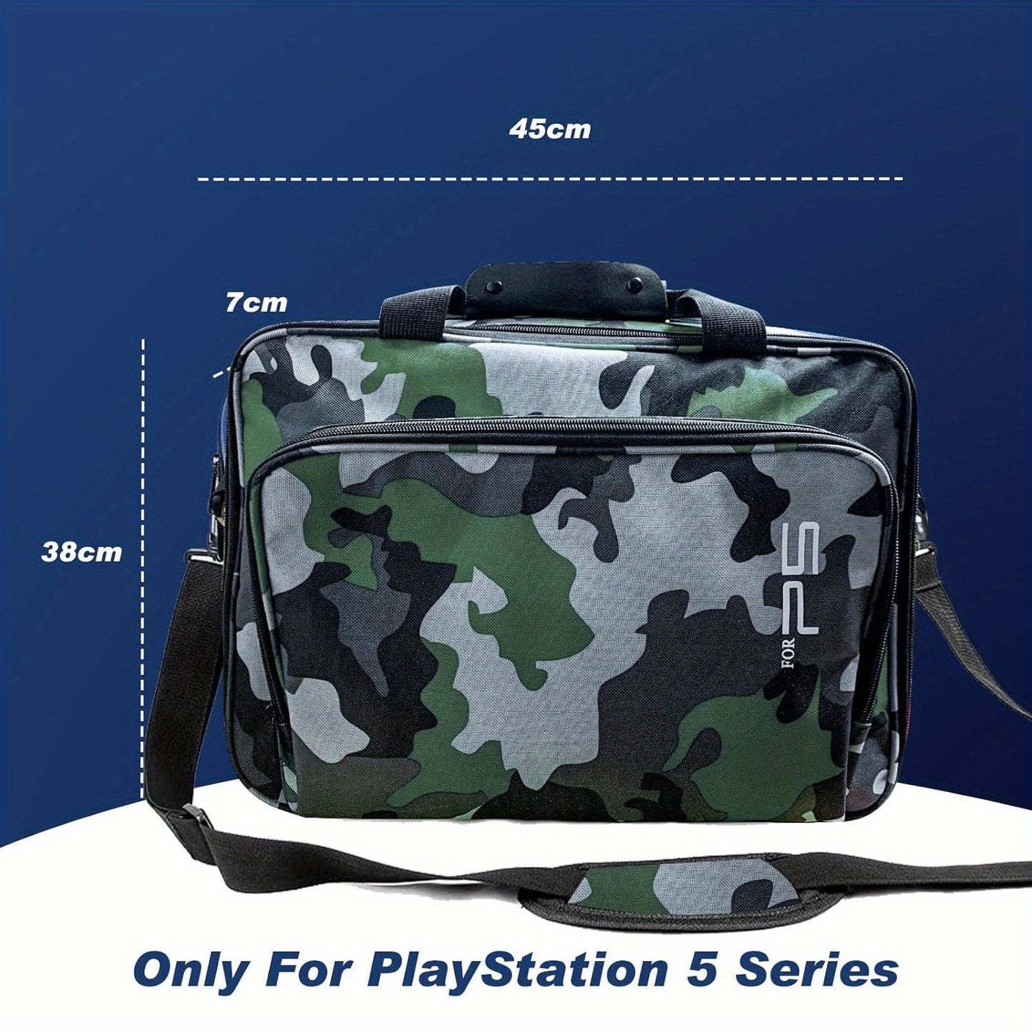 Carrying Case for PS5, Suitable for PS5 Disc/ Digital Edition Console, Large Capacity Shoulder Bag Zippered Storage Bag for PS5 Console Controllers Game Cards Gaming Headset and Other Accessories