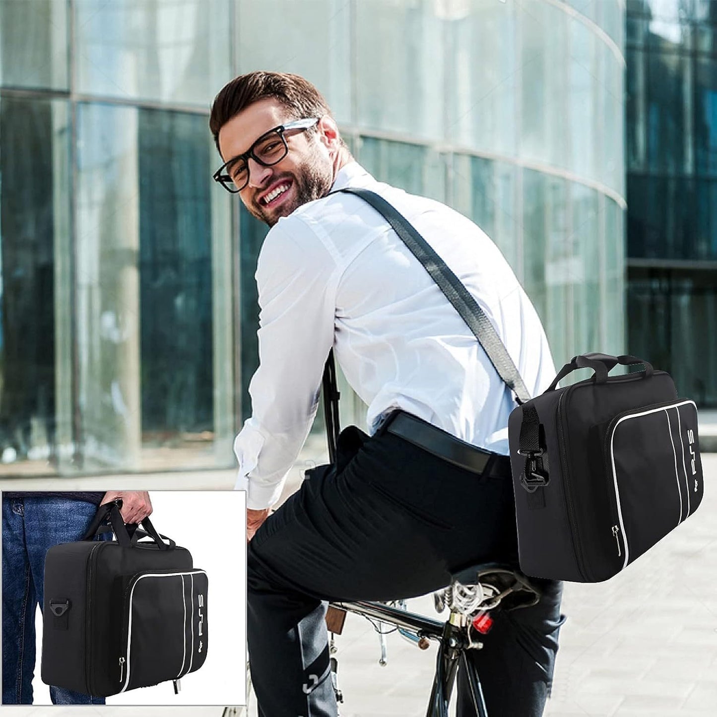 Carrying Case for PS5, Suitable for PS5 Disc/ Digital Edition Console, Large Capacity Shoulder Bag Zippered Storage Bag for PS5 Console Controllers Game Cards Gaming Headset and Other Accessories