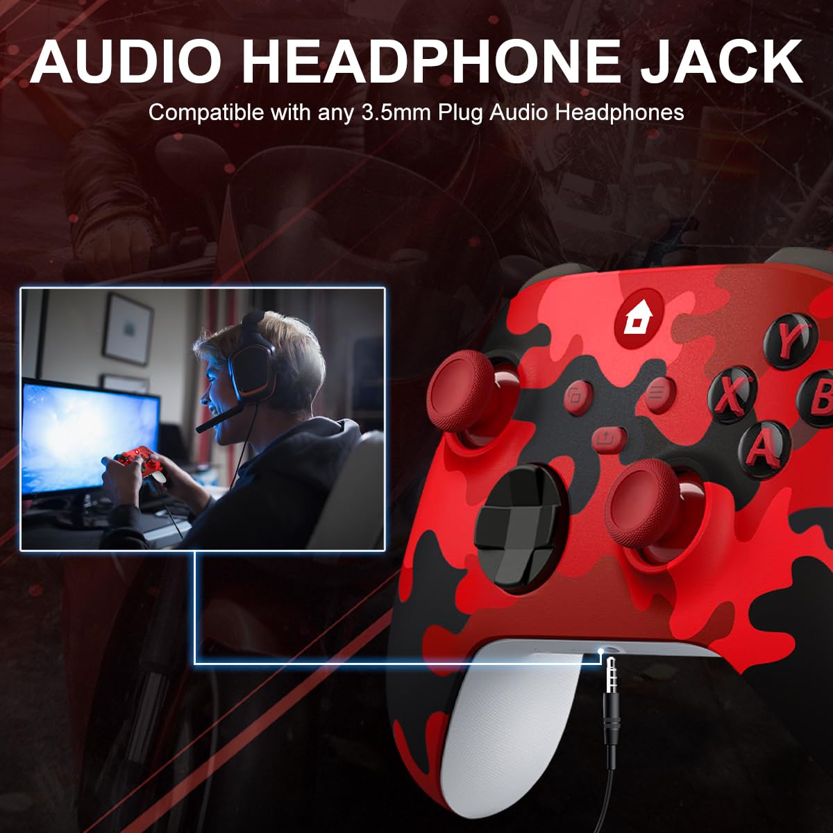 Game controller for console games and various computer games Gamepad Xbox Wireless Controller with 2.4G Wireless Adapter, 3.5mm Audio Jack Wireless Controller Compatible with Xbox One, Xbox Series X/S, Xbox One X/S, Windows P