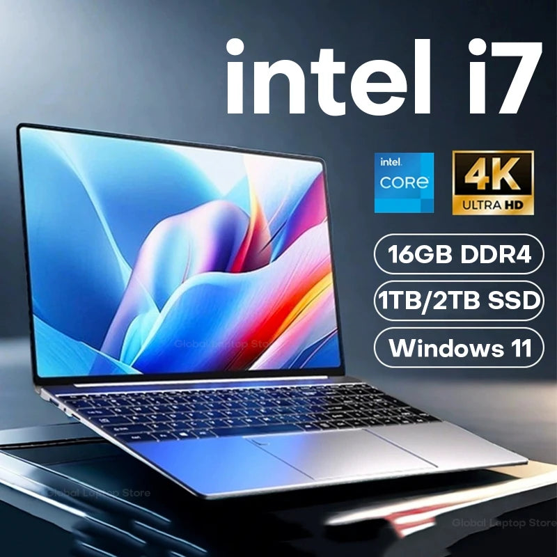 2025 15.6" Windows 11 Pro Laptop Computer Intel Core i7 8500Y 16GB 1TB Laptops Office Computer Fingerprint Unlock Notebook PC