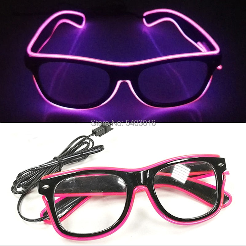 Hot Sales 10 Lighting Colors Select LED Flashing Glasses EL Wire Sunglasses Glowing Party Supplies Novelty Lighting Glow Glasses