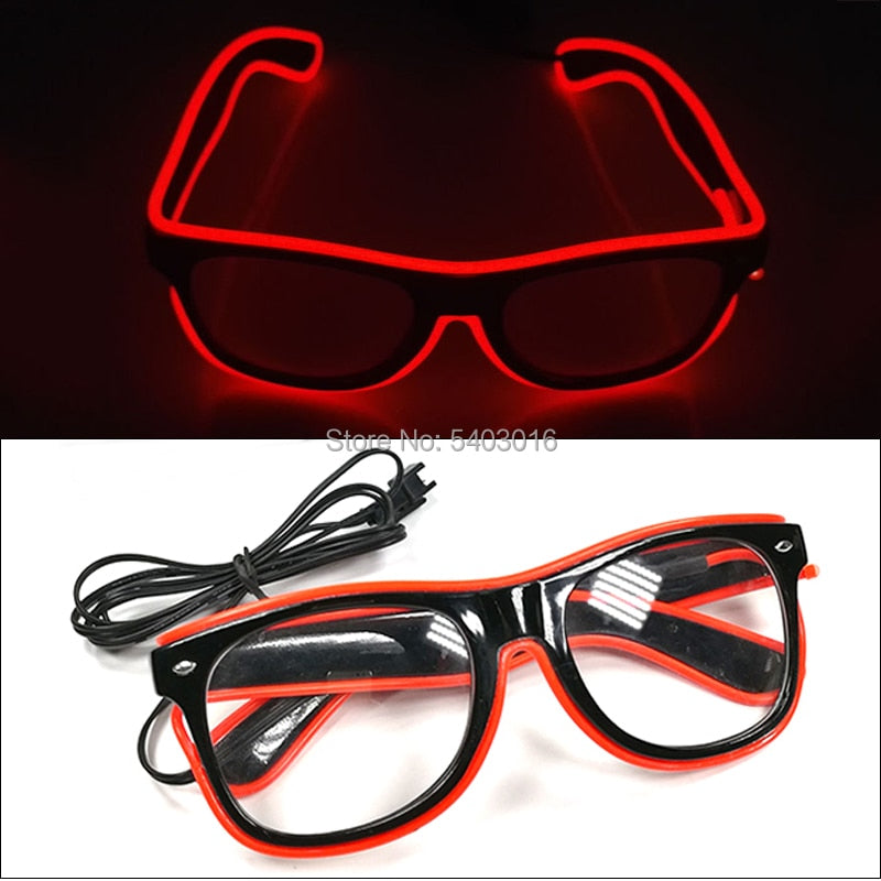 Hot Sales 10 Lighting Colors Select LED Flashing Glasses EL Wire Sunglasses Glowing Party Supplies Novelty Lighting Glow Glasses