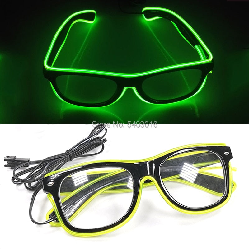 Hot Sales 10 Lighting Colors Select LED Flashing Glasses EL Wire Sunglasses Glowing Party Supplies Novelty Lighting Glow Glasses