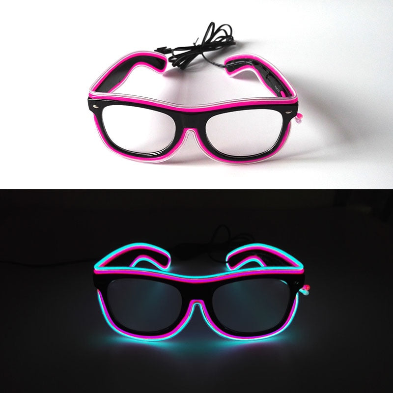 Hot Sales 10 Lighting Colors Select LED Flashing Glasses EL Wire Sunglasses Glowing Party Supplies Novelty Lighting Glow Glasses