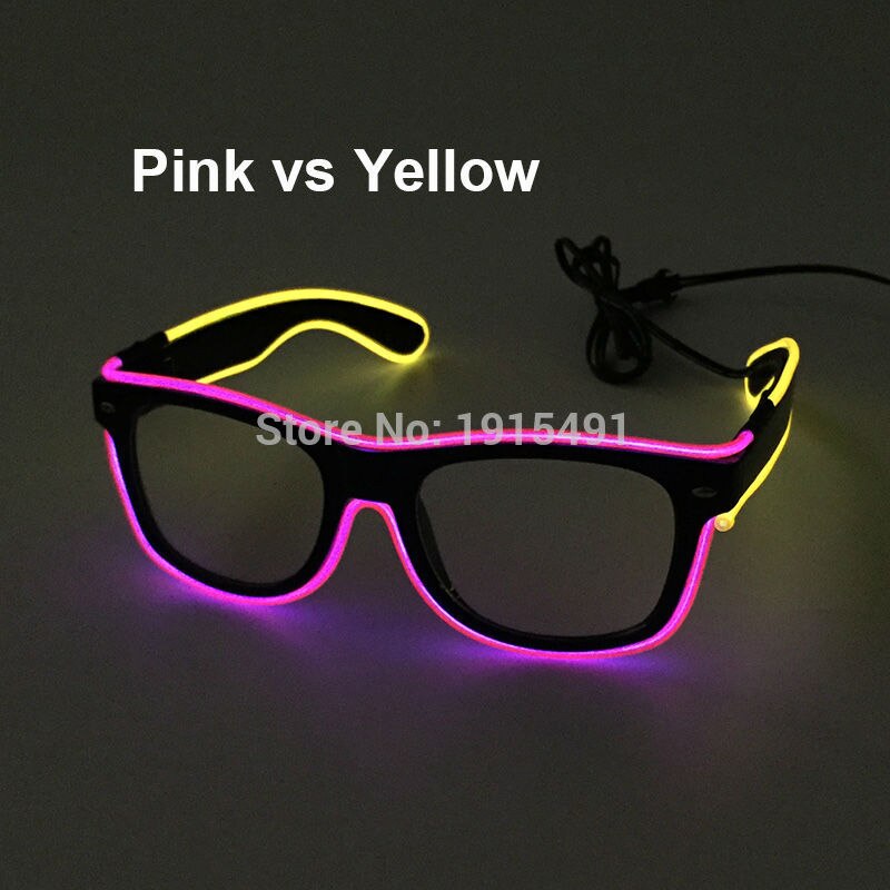 Hot Sales 10 Lighting Colors Select LED Flashing Glasses EL Wire Sunglasses Glowing Party Supplies Novelty Lighting Glow Glasses