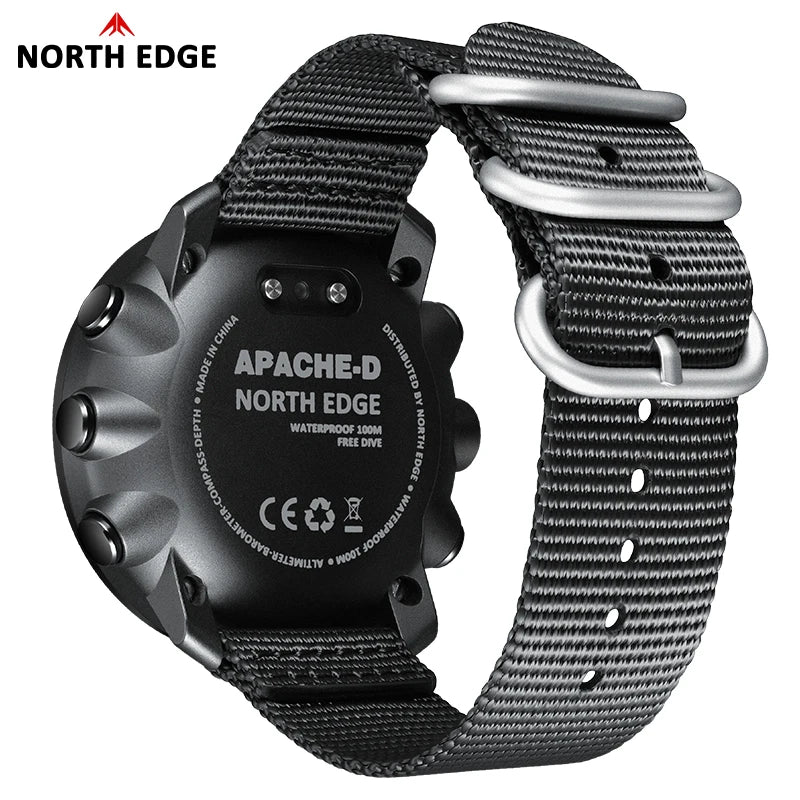 NORTH EDG NEW APACHE-D Men's Digital Free Dive Watch Outdoor Sport Watches Altitude Barometer Compass World Time Waterproof 100M
