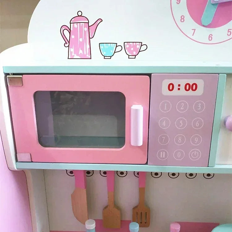100cm Large Kids Play House Wooden Kitchen Toy Kitchen Set Simulation Refrigerator Kitchen Kit Early Education Gift Girls Toys