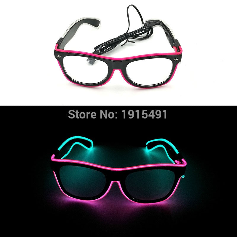 Hot Sales 10 Lighting Colors Select LED Flashing Glasses EL Wire Sunglasses Glowing Party Supplies Novelty Lighting Glow Glasses