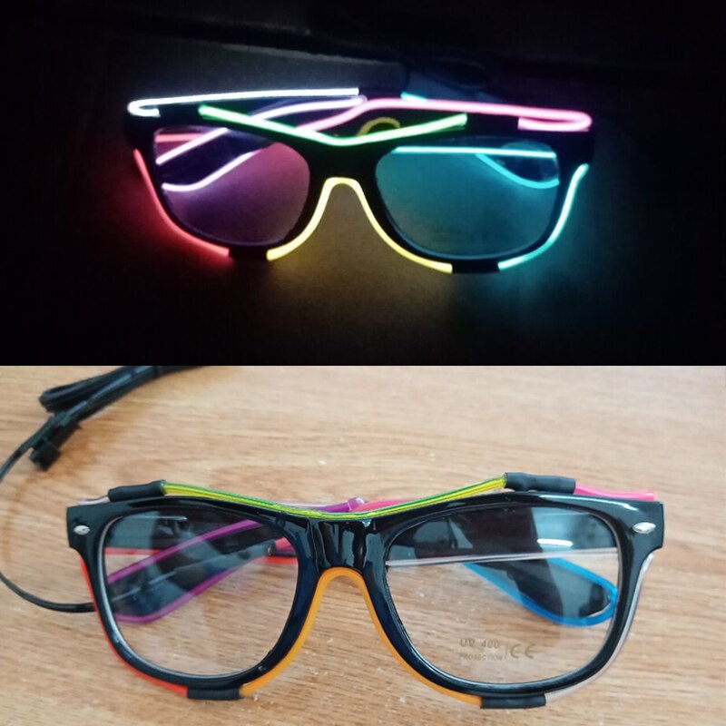 Hot Sales 10 Lighting Colors Select LED Flashing Glasses EL Wire Sunglasses Glowing Party Supplies Novelty Lighting Glow Glasses