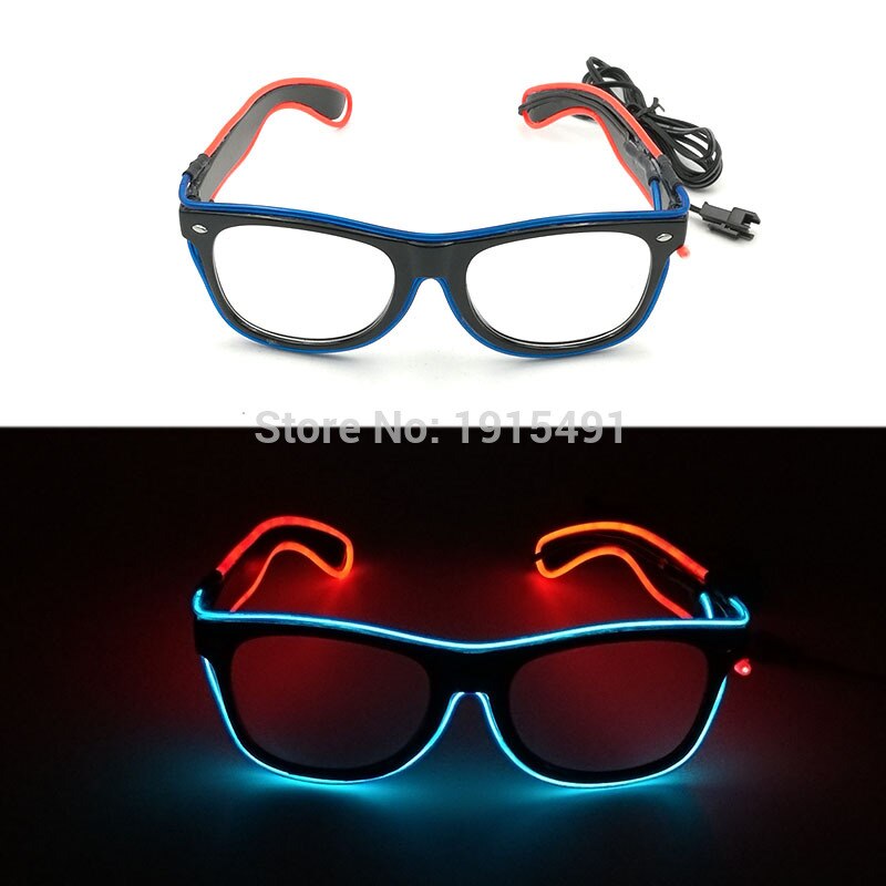 Hot Sales 10 Lighting Colors Select LED Flashing Glasses EL Wire Sunglasses Glowing Party Supplies Novelty Lighting Glow Glasses