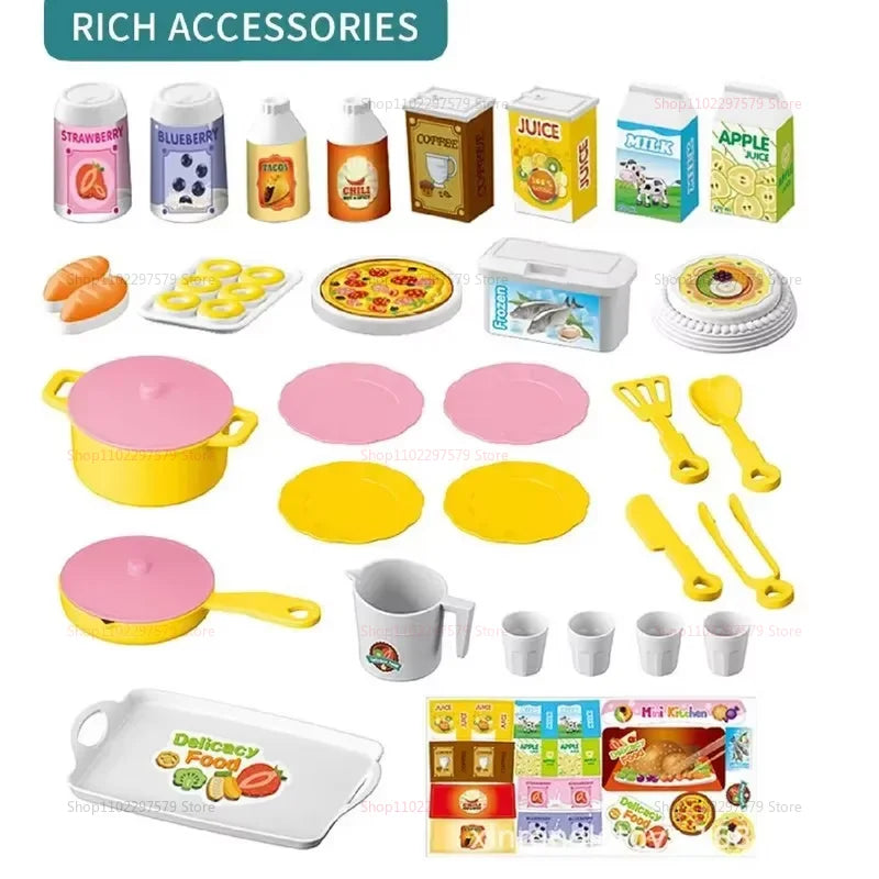 Mini Kitchen Playset for Kids DIY Cooking Food Set Pretend House Role Play Toy Gift for Boy Girls Kid Educational Toddler Sample