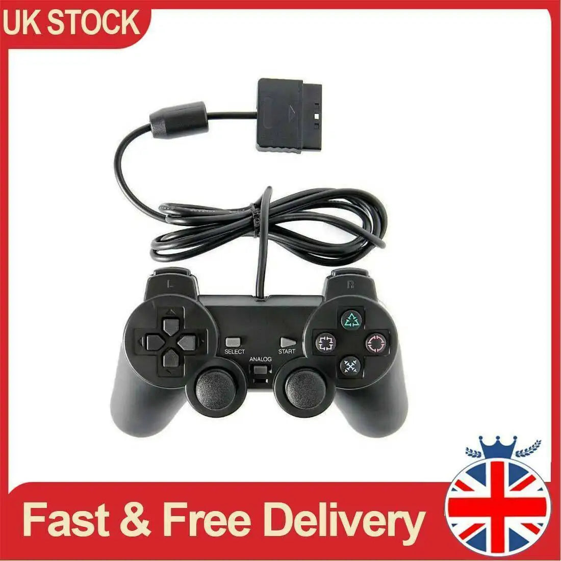 PS2 Black Wired Game Gamepad for PS2 Controller Gamepad Joypad Black