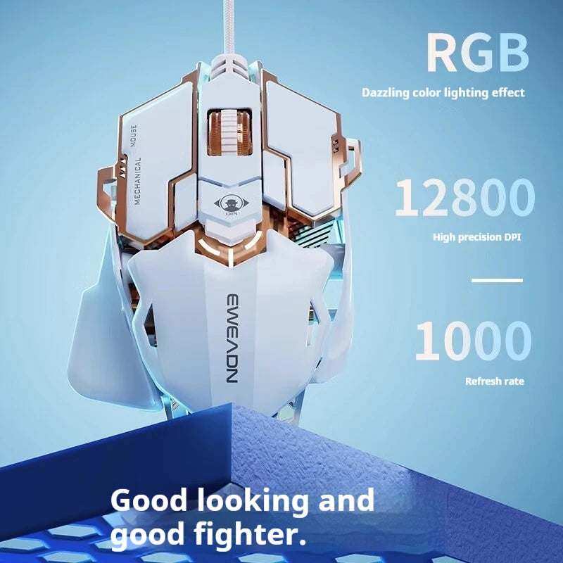 EWEADN G5 USB Wired Gaming Mouse Silent or audible optional, Buttons Macro Function Keys, for desktop, laptop, computer, school