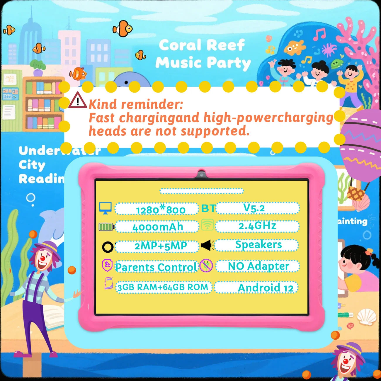 Kids Tablet， 10.1 Inch Android Learning Education Games Tablets, with Parent Control ,  Expandable ，Children's Gifts