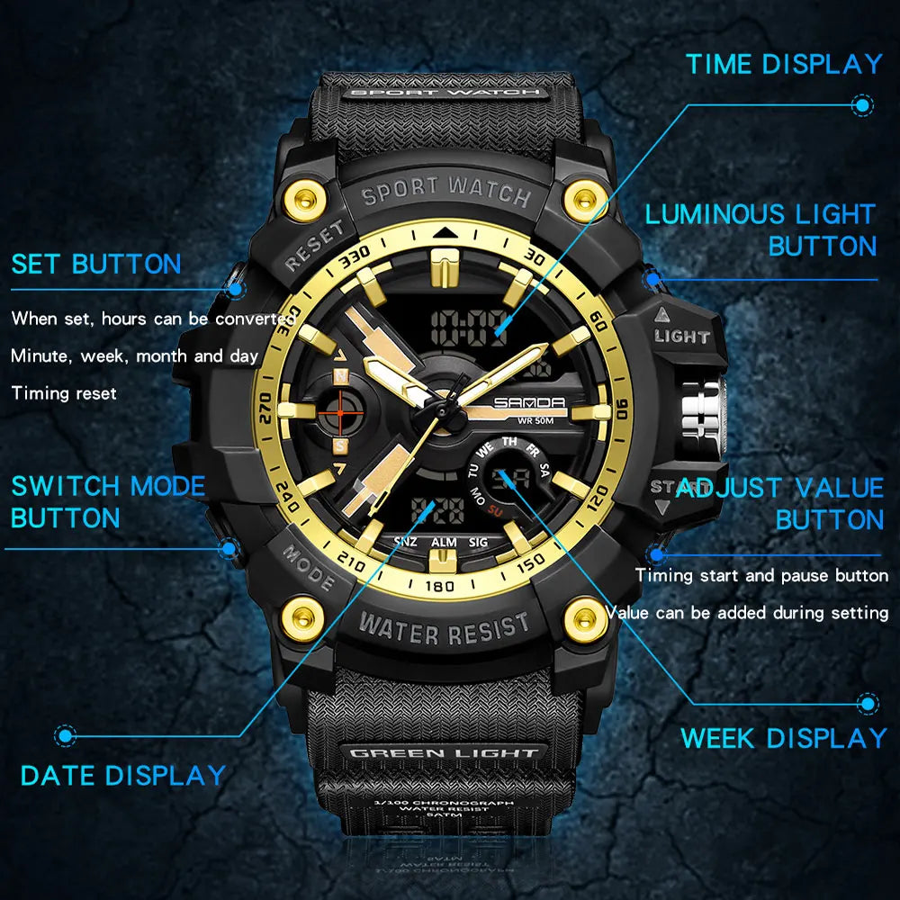 Military Shock Watches G-Style Clock For Men Boy Quartz Analog Wristwatch Waterproof Sport Watch Men Dropship Relogio Masculino