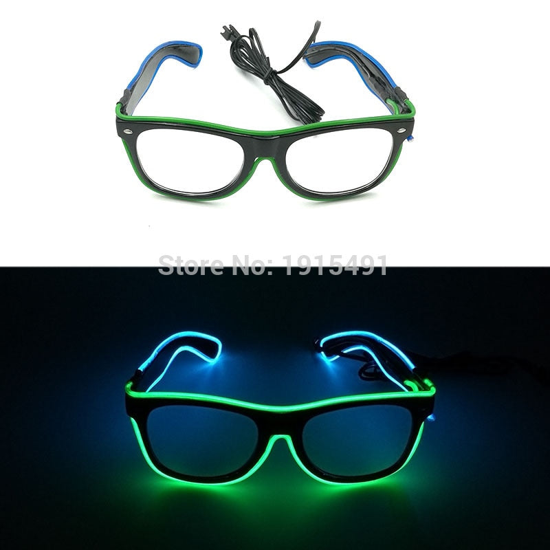 Hot Sales 10 Lighting Colors Select LED Flashing Glasses EL Wire Sunglasses Glowing Party Supplies Novelty Lighting Glow Glasses