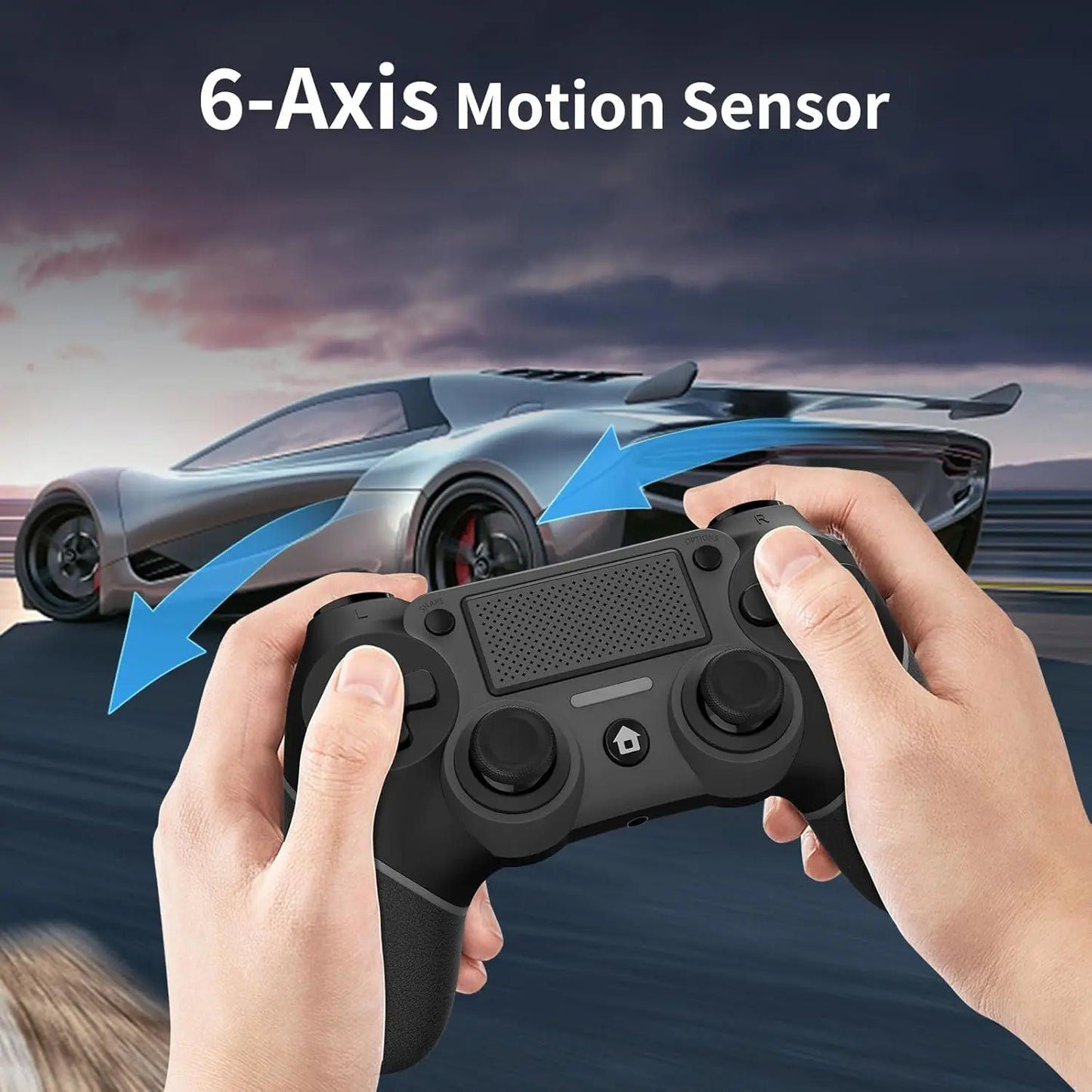 Wireless Controller For PS4, Black ps4 controller with Dual Vibration/ 6-Axis Motion Sensor/Audio Jack/Touch Pad/Share Button