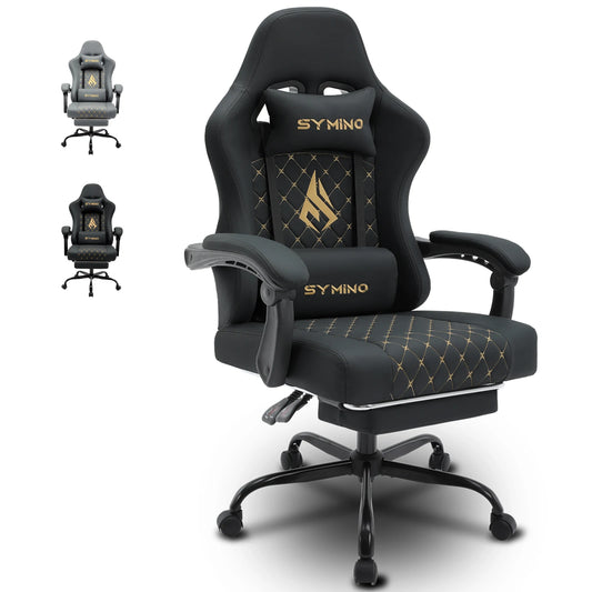 Symino Gaming Chair in Racing Style, Office Chair with Footrest &Adjustable Armrests, 200 kg Load Capacity