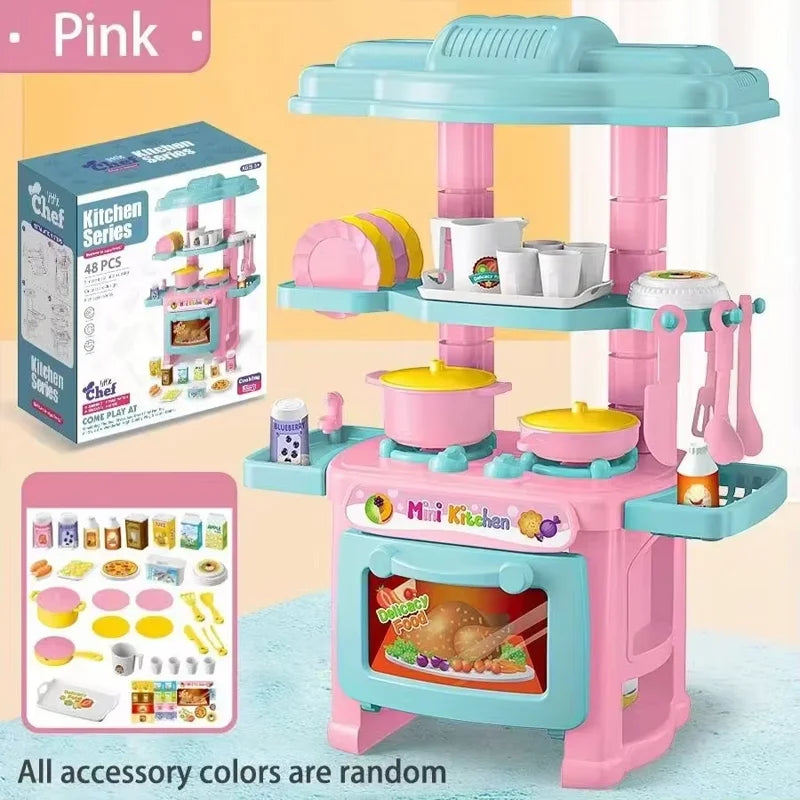 Mini Kitchen Playset for Kids DIY Cooking Food Set Pretend House Role Play Toy Gift for Boy Girls Kid Educational Toddler Sample