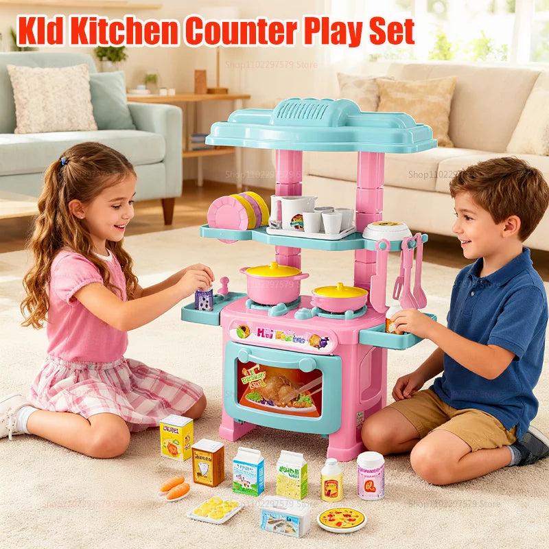 Mini Kitchen Playset for Kids DIY Cooking Food Set Pretend House Role Play Toy Gift for Boy Girls Kid Educational Toddler Sample