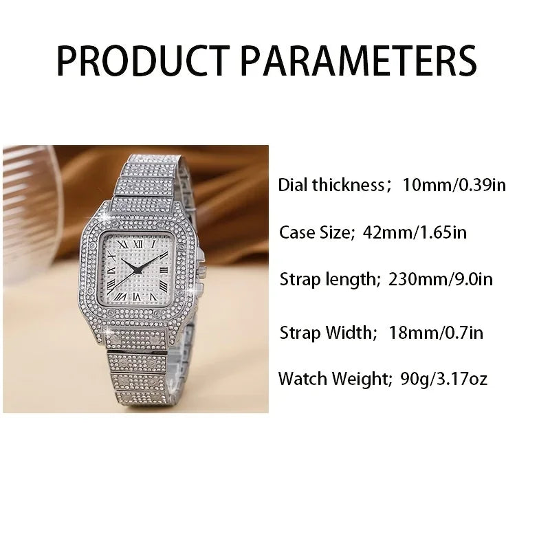 Oversize Square Dial Rhinestone Alloy Watch Fancy Women Watches Jewelry Sophisticated And Stylish Women Watch