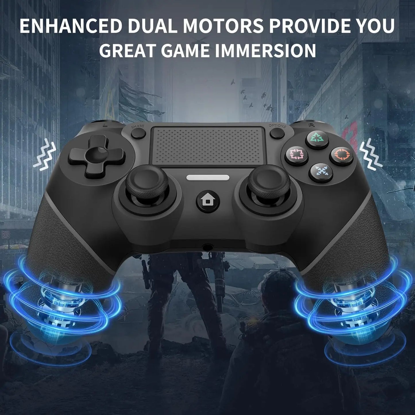 Wireless Controller For PS4, Black ps4 controller with Dual Vibration/ 6-Axis Motion Sensor/Audio Jack/Touch Pad/Share Button