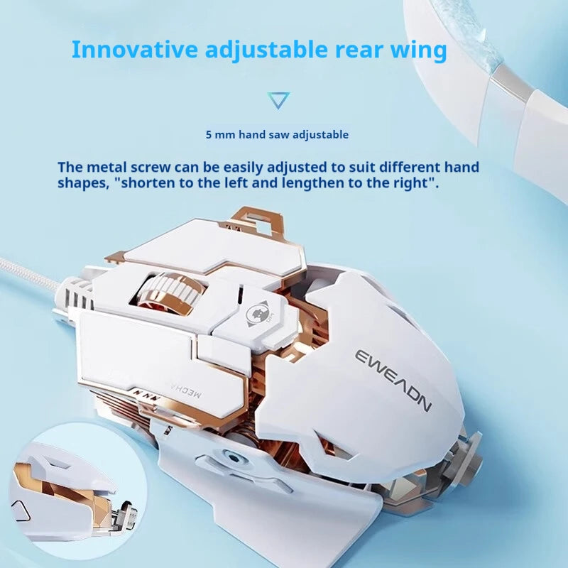 EWEADN G5 USB Wired Gaming Mouse Silent or audible optional, Buttons Macro Function Keys, for desktop, laptop, computer, school