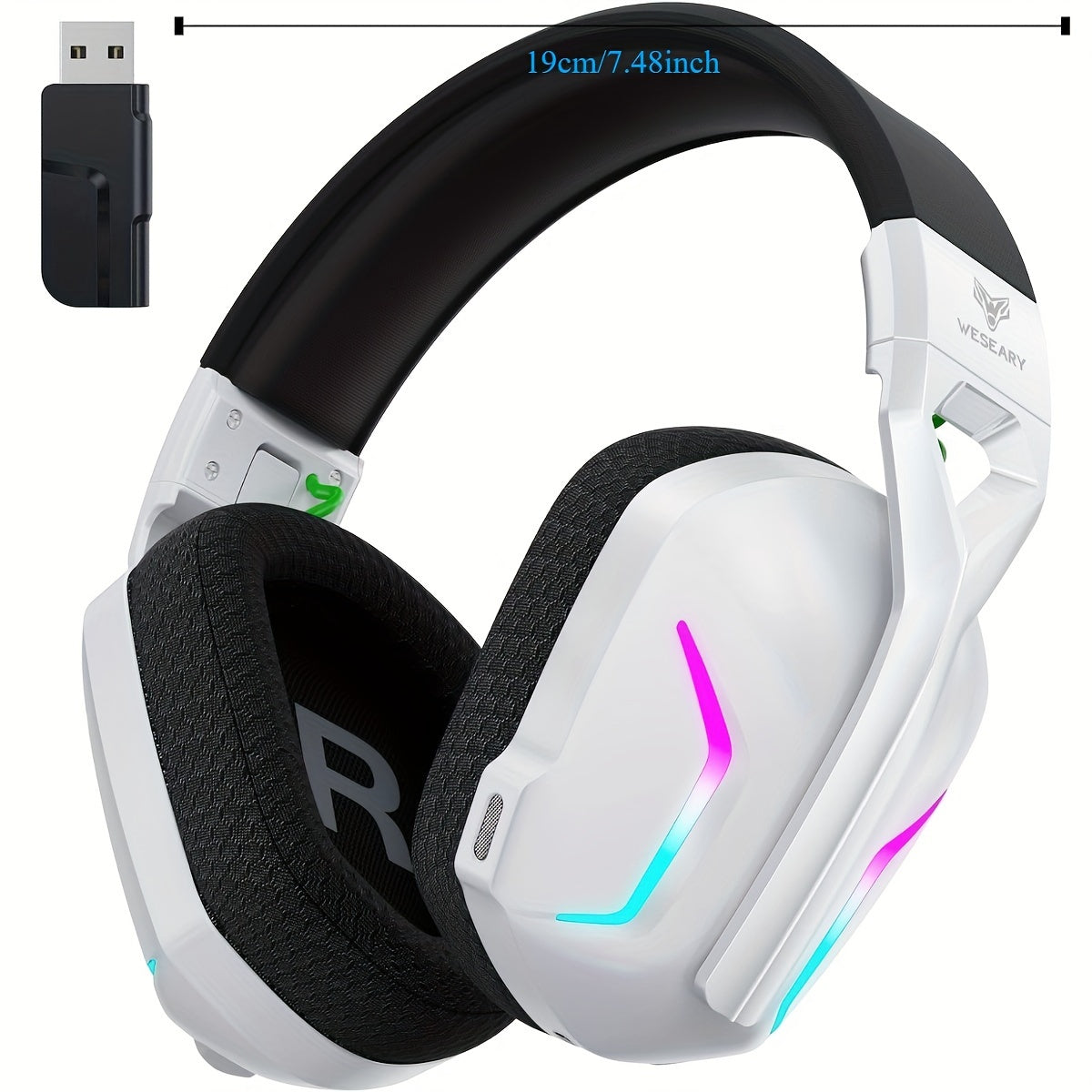 WESEARY 7.1 Wireless Gaming Headset With Microphone, Compatible With PS4, PS5, PC, Switch, Mac, 2.4GHz wireless Gaming Headset, With Clear Microphone, Cool RGB