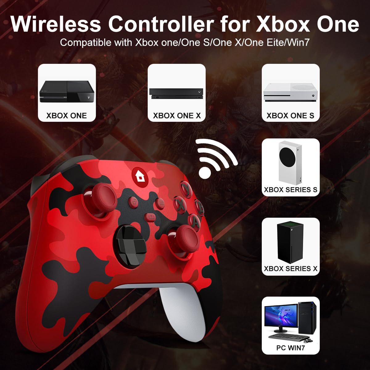 Game controller for console games and various computer games Gamepad Xbox Wireless Controller with 2.4G Wireless Adapter, 3.5mm Audio Jack Wireless Controller Compatible with Xbox One, Xbox Series X/S, Xbox One X/S, Windows P