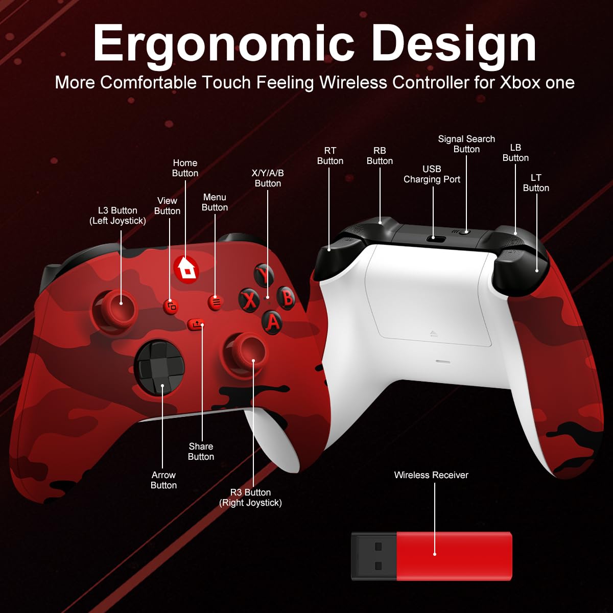 Game controller for console games and various computer games Gamepad Xbox Wireless Controller with 2.4G Wireless Adapter, 3.5mm Audio Jack Wireless Controller Compatible with Xbox One, Xbox Series X/S, Xbox One X/S, Windows P